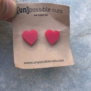 [un]possible cuts red heart stud earrings